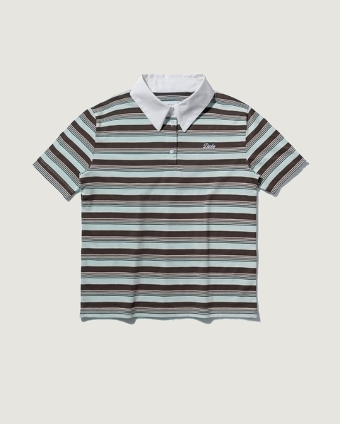 Cropped Striped Polo - Chocomint