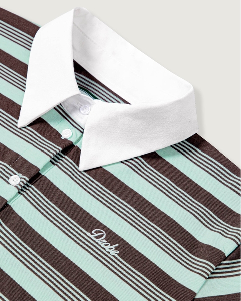 Cropped Striped Polo - Chocomint