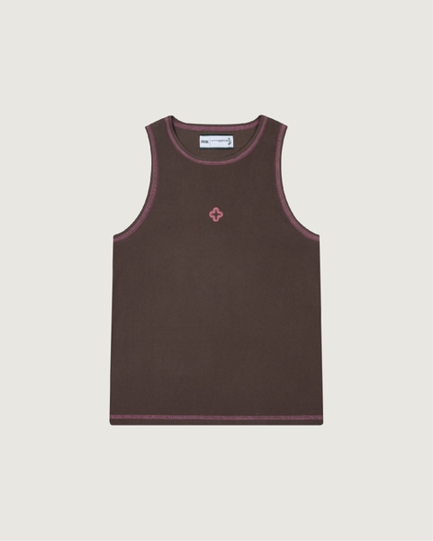 Contrast-stitched Floret Tank - Rose-wood