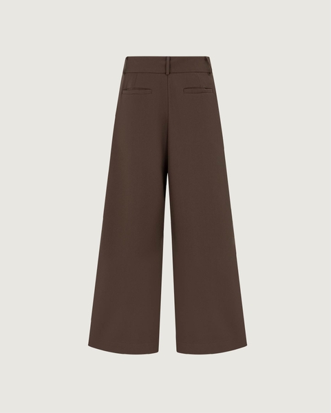 Pleated Wide-leg Trousers - Chocolate