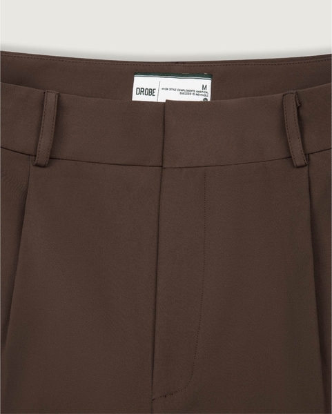 Pleated Wide-leg Trousers - Chocolate