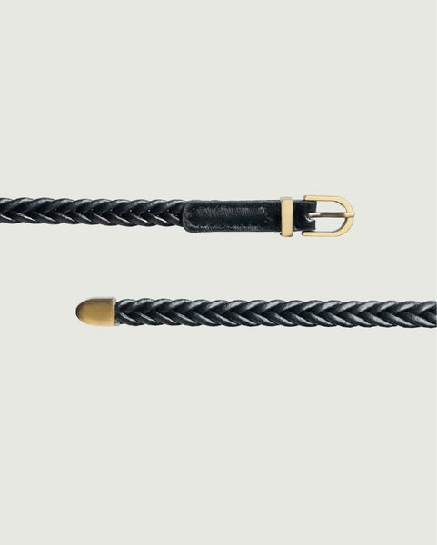 Slim Braided Buckle Belt - Black