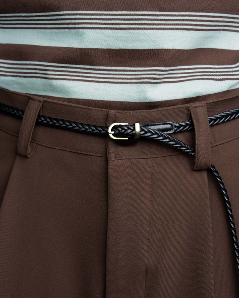 Slim Braided Buckle Belt - Black