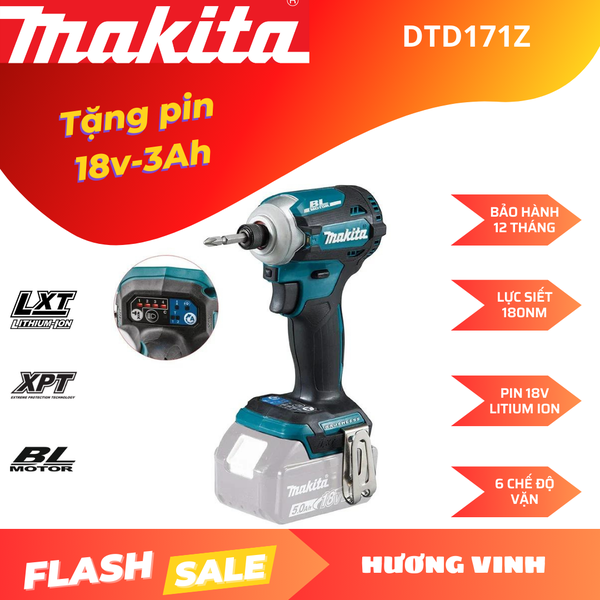 Máy bắt vít pin Makita DTD171Z (tặng pin )