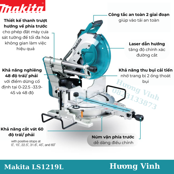 Máy cưa đa góc trượt Makita LS1219L (305mm )