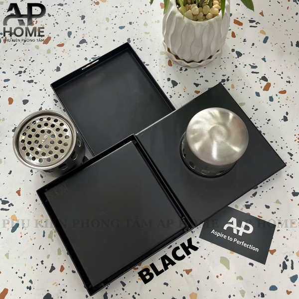 Phễu thu sàn vuông ô dán gạch 15x15cm chất liệu INOX 304 dày chắc chắn - AP HOME