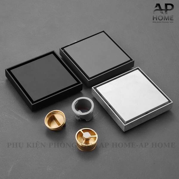 Phễu thoát sàn INOX đúc vuông ô gạch 10x10 và 12x12cm màu xám đen chống hôi chống côn trùng XÁM 12x12,Đồng lò xo Ø42-60