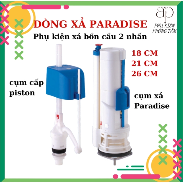 Bộ xả bồn cầu 2 nút nhấn dòng phổ thông Paradise