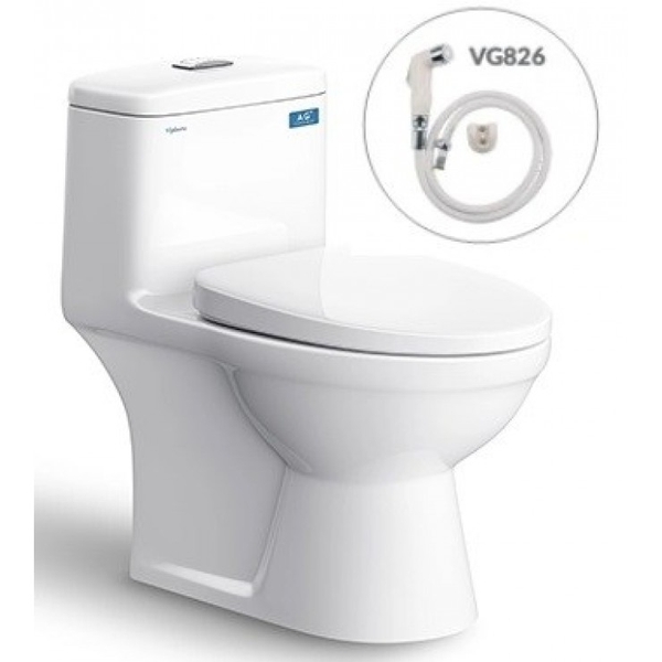 Bồn Cầu 1 Khối VIGLACERA V39 (Nano Titan, PK2N, nắp êm V37M, xả mưa) + Xịt VG826