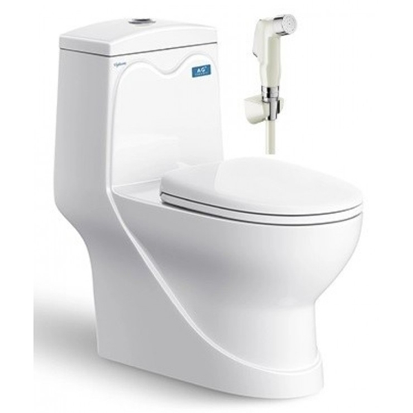 Bồn Cầu 1 Khối VIGLACERA V38M (Nano Titan, PK 2N, nắp êm V38M, xả vanh) + Xịt VG826