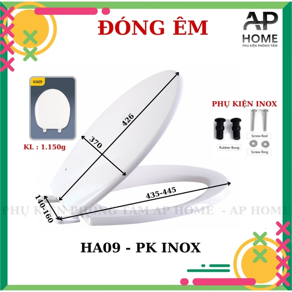 Nắp bồn cầu HA09 - PK INOX đóng êm