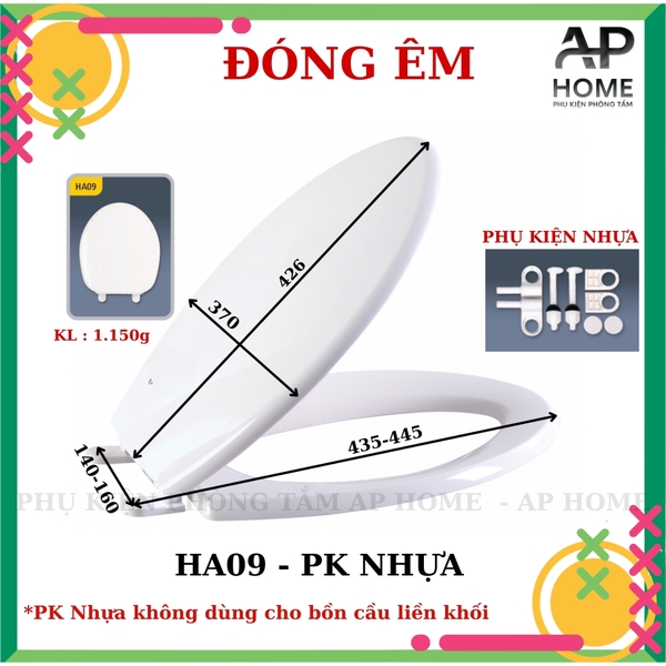 Nắp bồn cầu HA09 - PK NHỰA đóng êm
