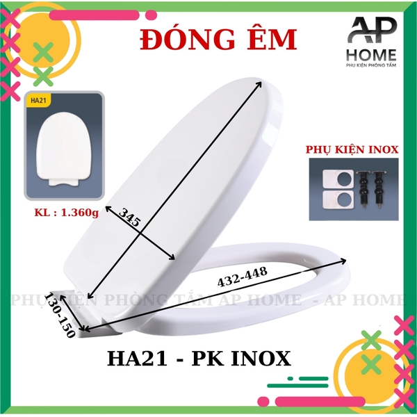 Nắp bồn cầu HA21 - PK INOX đóng êm