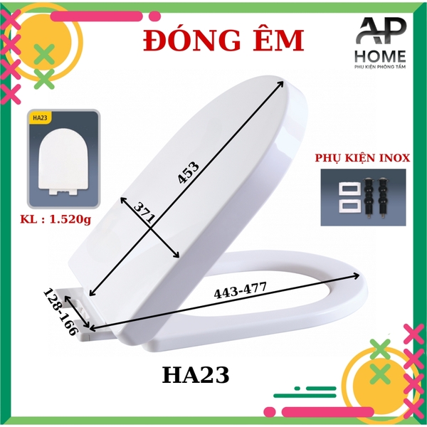 Nắp bồn cầu HA23 - PK INOX đóng êm
