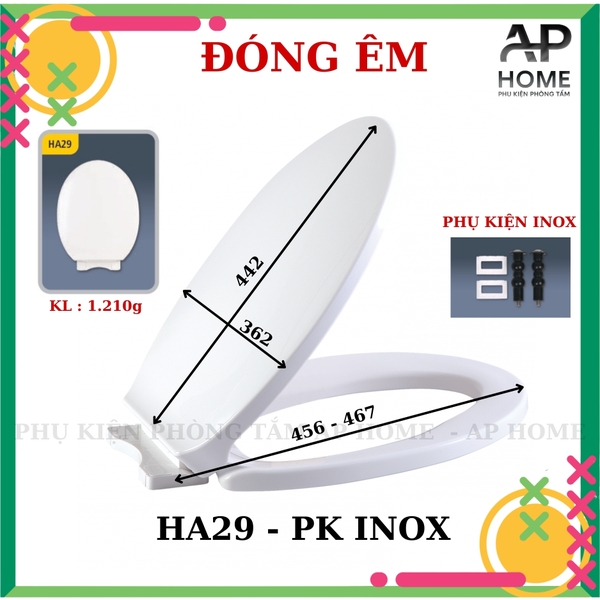 Nắp bồn cầu HA29 - PK INOX đóng êm