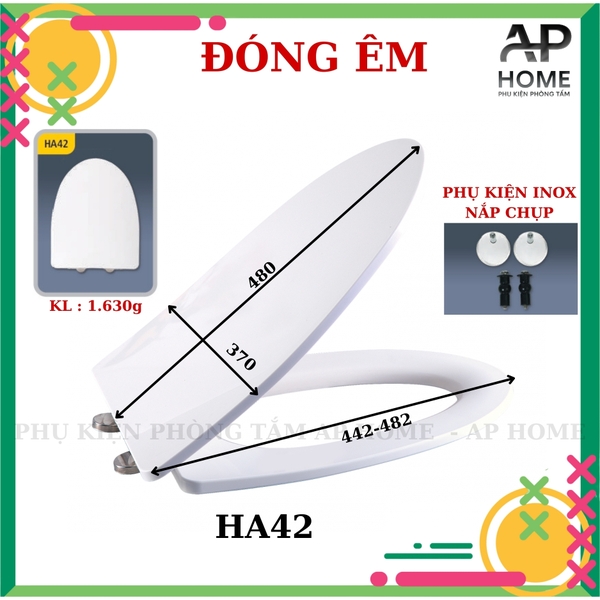 Nắp bồn cầu HA42 - PK CHỤP INOX đóng êm