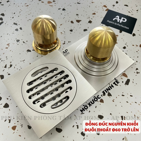 Phễu thoát nước bằng đồng đúc thu sàn chống hôi chống côn trùng hố ga chất liệu dày nặng -   MỜ XƯỚC 12x12