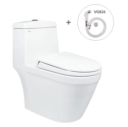 Bồn Cầu 1 Khối VIGLACERA V35M (Nano Titan, PK 2N, nắp êm V86, xả vanh) + Xịt VG826