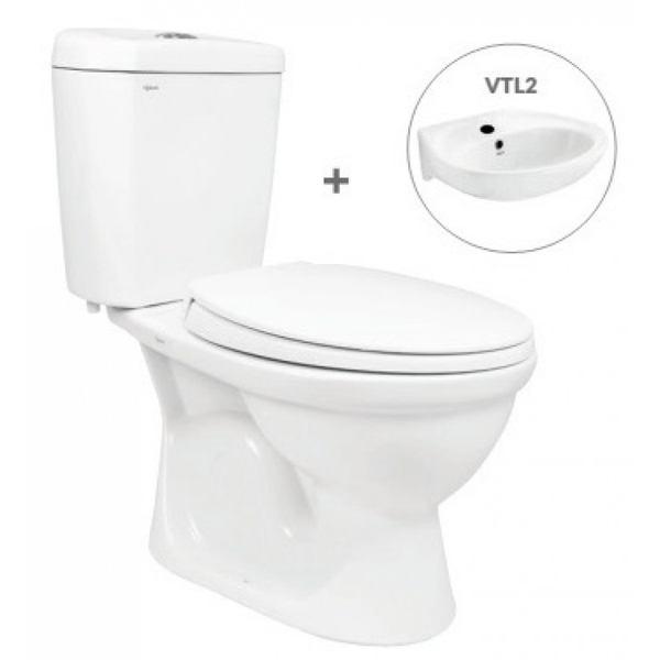Bồn Cầu 2 Khối VIGLACERA VI88 (PK 2 nhấn, nắp V1102) + Lavabo VTL2