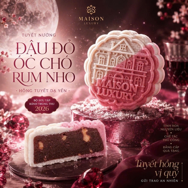 Bánh Tuyết Nướng Đậu Đỏ Óc Chó Rum Nho Maison Luxury