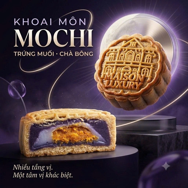 Bánh trung thu khoai môn mochi chà bông trứng muối Maison Luxury