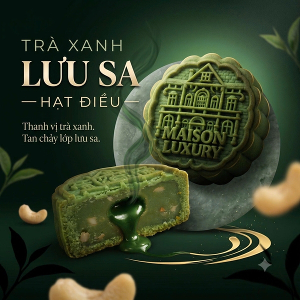 Bánh trung thu trà xanh lưu sa hạt điều Maison Luxury