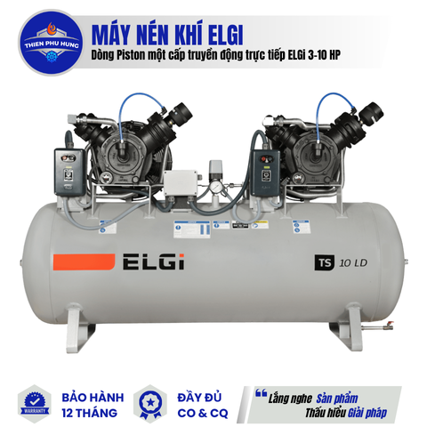 MÁY NÉN KHÍ PISTON HAI CẤP TRUYỀN ĐỘNG TRỰC TIẾP ELGI 3-10 HP