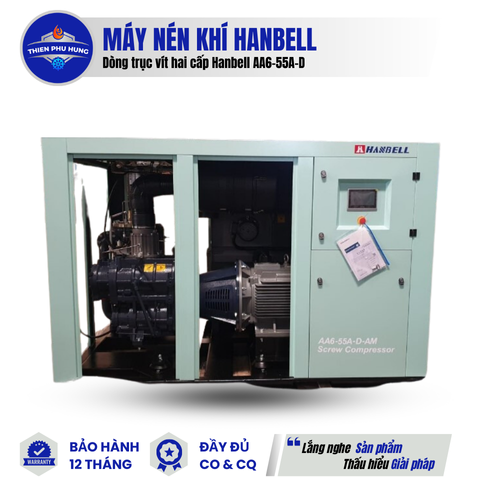 MÁY NÉN KHÍ VÍT HAI CẤP CÓ DẦU HANBELL AA6-55A-D