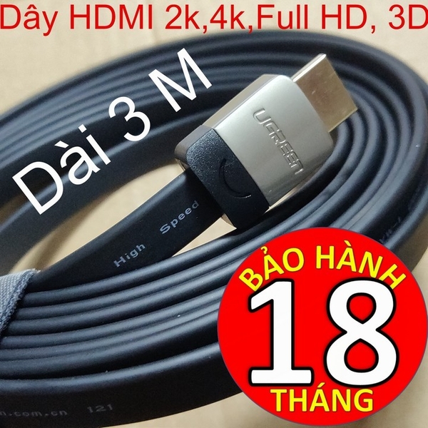 Cáp HDMI Ugreen 3 Mét Nhập Khẩu 3D, 4K x 2K, HD1080P