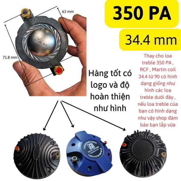 COIL LOA TREBLE 350 PA - TÂM GIỮA 2 CỌC LOA LÀ 72 MM