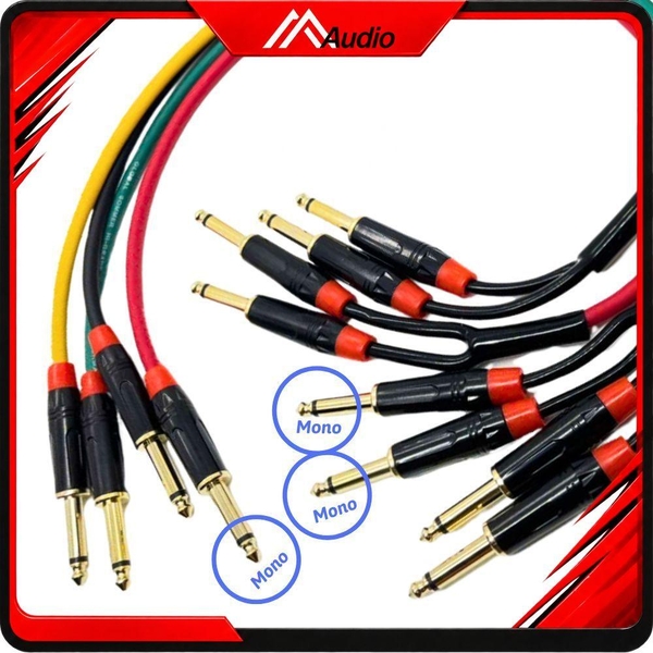 Dây 1 Đầu 6.35mm Mono Thẳng Ra 2 Đầu 6.35mm Mono Thẳng