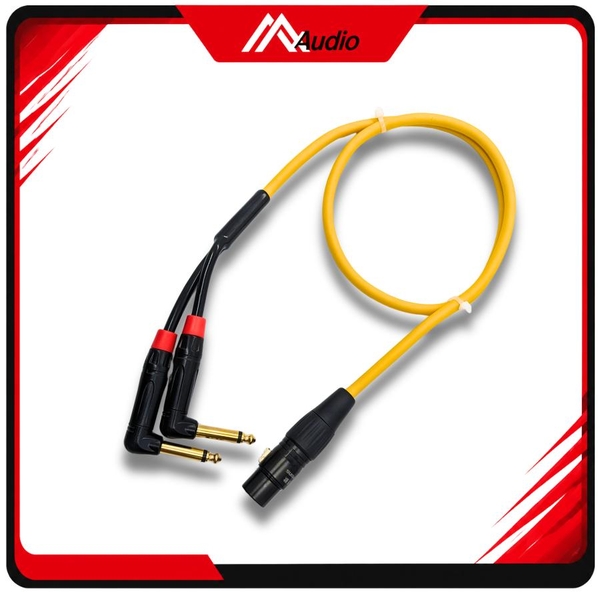 Dây canon Cái ra 2 đầu 6.35mm Vuông Góc