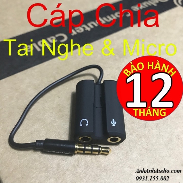 Cáp chia tai nghe 3 ly Ovann chính hãng