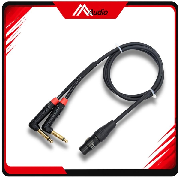 Dây canon Cái ra 2 đầu 6.35mm Vuông Góc