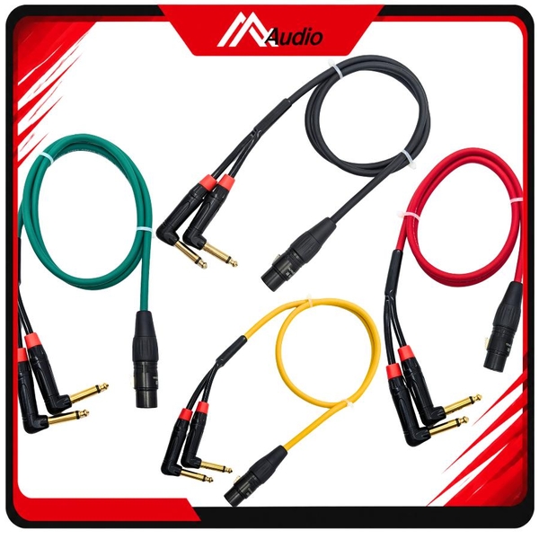 Dây canon Cái ra 2 đầu 6.35mm Vuông Góc