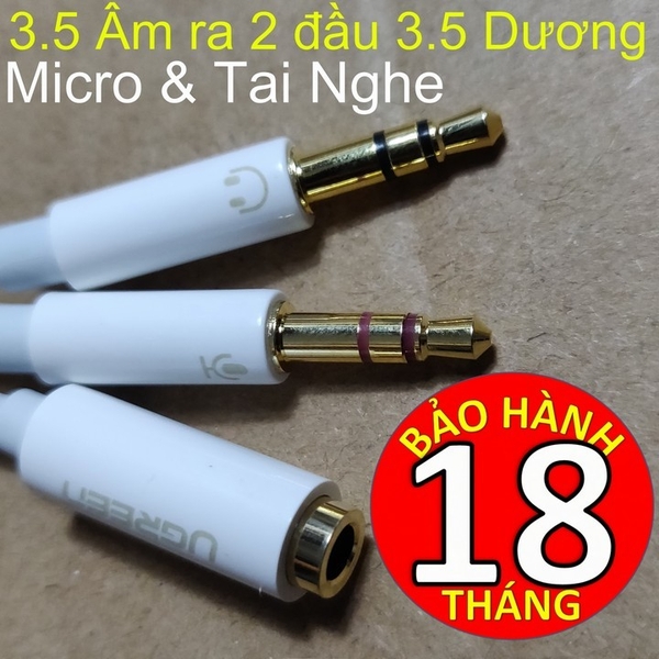 Cáp Chuyển 3 ly Âm sang 2 đầu 3 ly Mic và Phone Ugreen