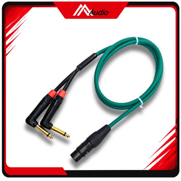 Dây canon Cái ra 2 đầu 6.35mm Vuông Góc