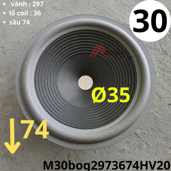 Màng bass 30 gân mút mặt sóng nhuyễn lổ coil 35 ( M30bog2973674HV20 ) MN003HV