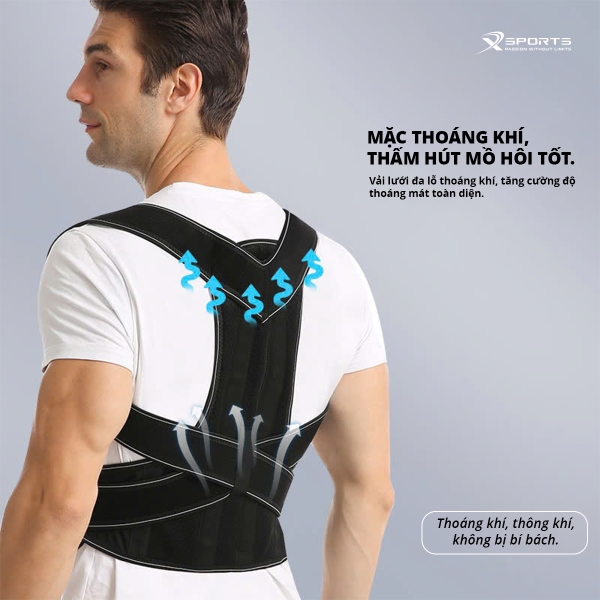 Đai Chống Gù Lưng Cao Cấp X-Sports – Thoáng Khí, Hỗ Trợ Định Hình Cột Sống