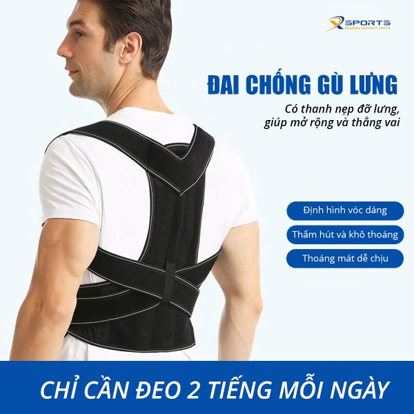 Đai Chống Gù Lưng Cao Cấp X-Sports – Thoáng Khí, Hỗ Trợ Định Hình Cột Sống