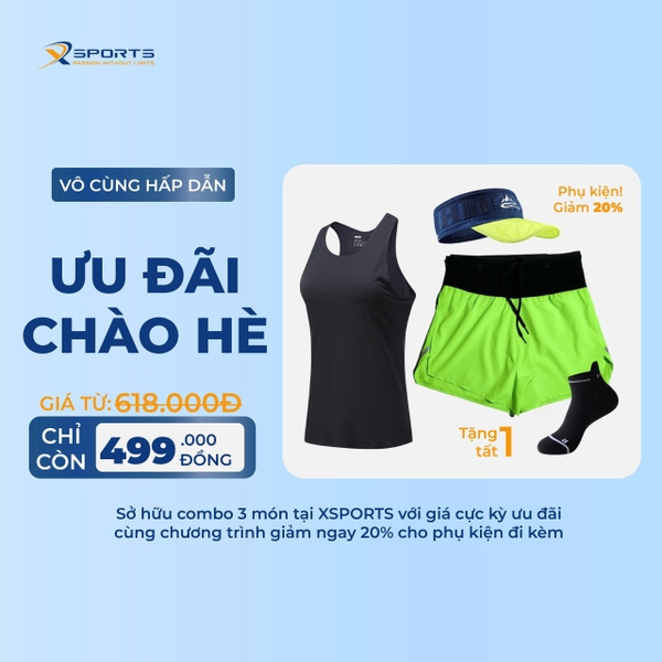 COMBO XSPOSTS 23: ÁO SINGLET ĐEN + QUẦN LIỀN ĐAI XANH NEON (TẶNG TẤT CHẠY BỘ)