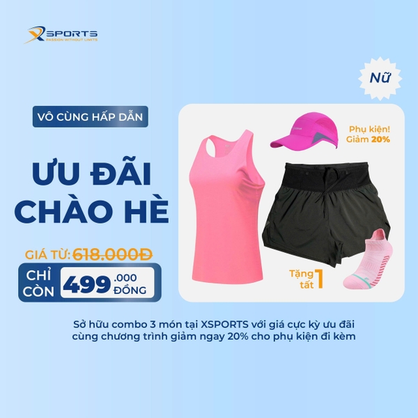 COMBO XSPOSTS 25: ÁO SINGLET HỒNG + QUẦN LIỀN ĐAI ĐEN (TẶNG TẤT CHẠY BỘ)