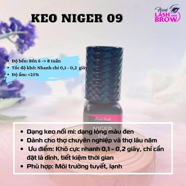 Keo nối mi Niger 09 tối ưu cho thợ nối mi chuyên nghiệp môi trường lạnh