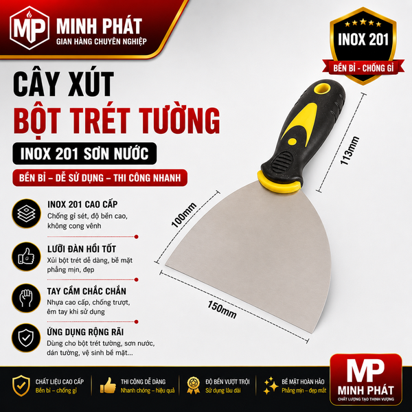 cây xút bột trét tường 12cm Minh Phát