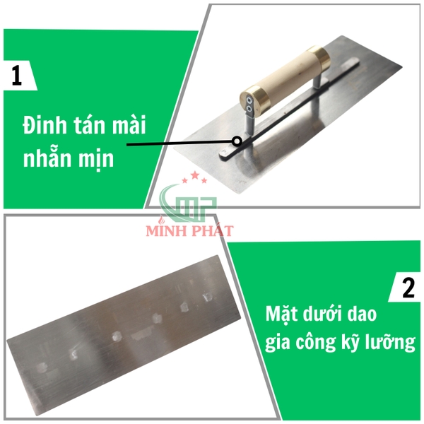 Dao Trét Bột Sơn Nước Minh Phát Thép Trắng Cán Đồng 30cm 35cm 40cm