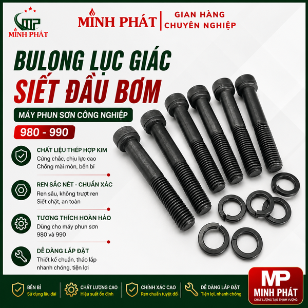 bộ 6 bulong lục giác máy phun sơn 980 Minh Phát