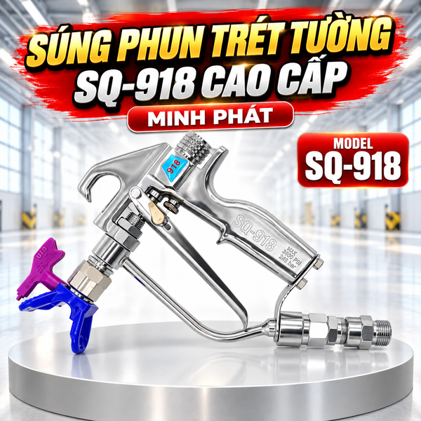 Súng Phun Trét Tường SQ-918 Cao Cấp Minh Phát , Súng Phun Bột Phun Sơn Đa Năng Công Nghiệp Áp Lực Cao