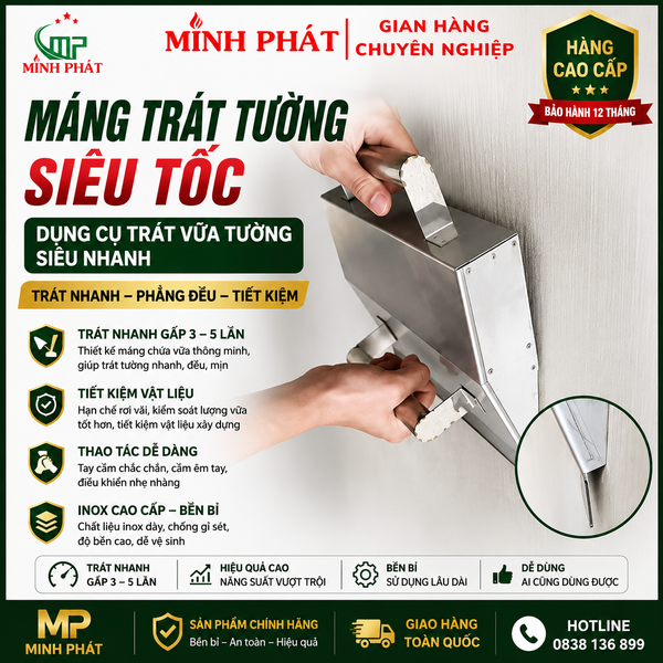 Máng Trát Tường Siêu Tốc, Dụng Cụ Trát Vữa Tường Siêu Nhanh Minh Phát – ảnh 1