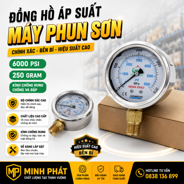 Đồng Hồ Áp Suất Máy Phun Sơn - Máy Phun Bột Trét Minh Phát – ảnh 1