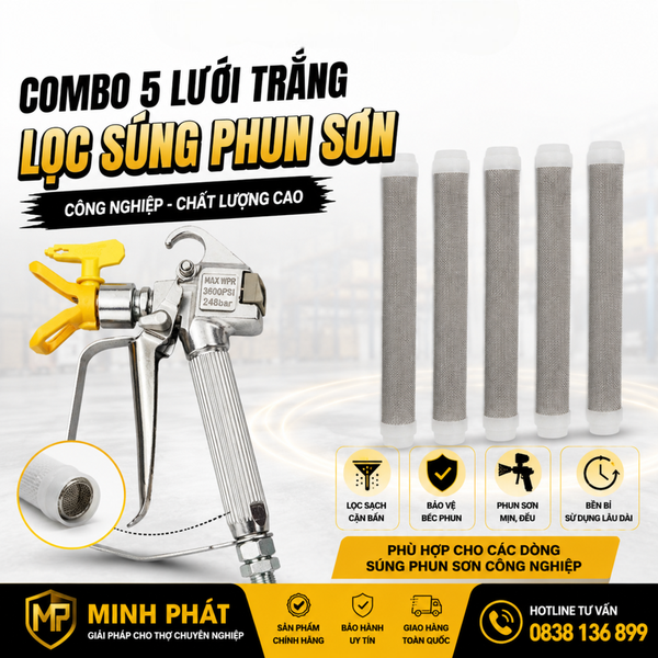 Combo 5 Lưới Trắng Lọc Súng Phun Sơn Công Nghiệp Minh Phát